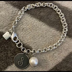 John Wind Sorority Gal & Pearl Initial S Bracelet